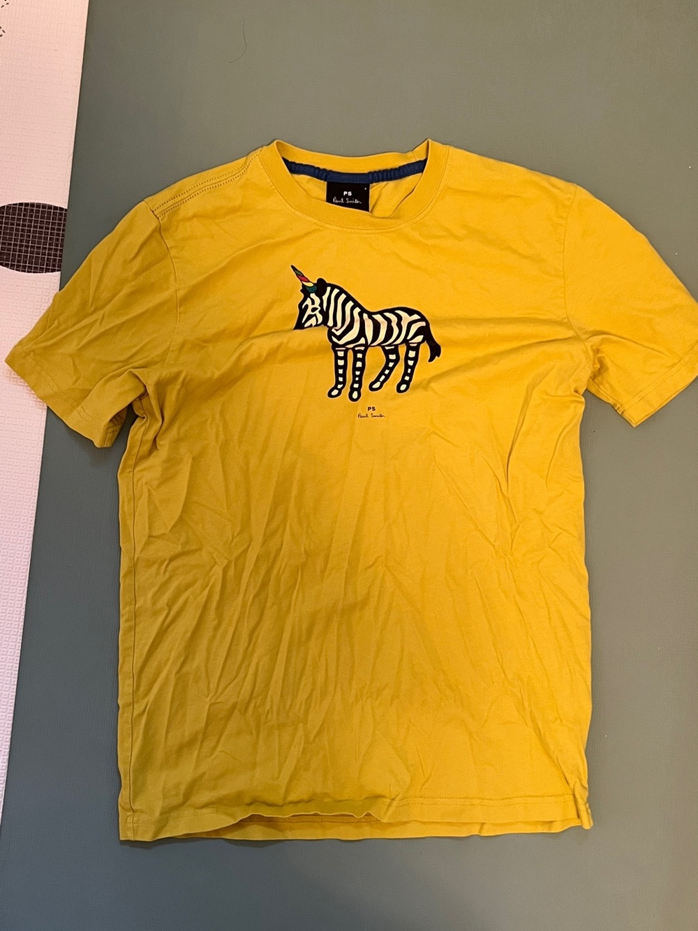 Paul Smith Yellow T-Shirt with Zebra Unicorn Graphic